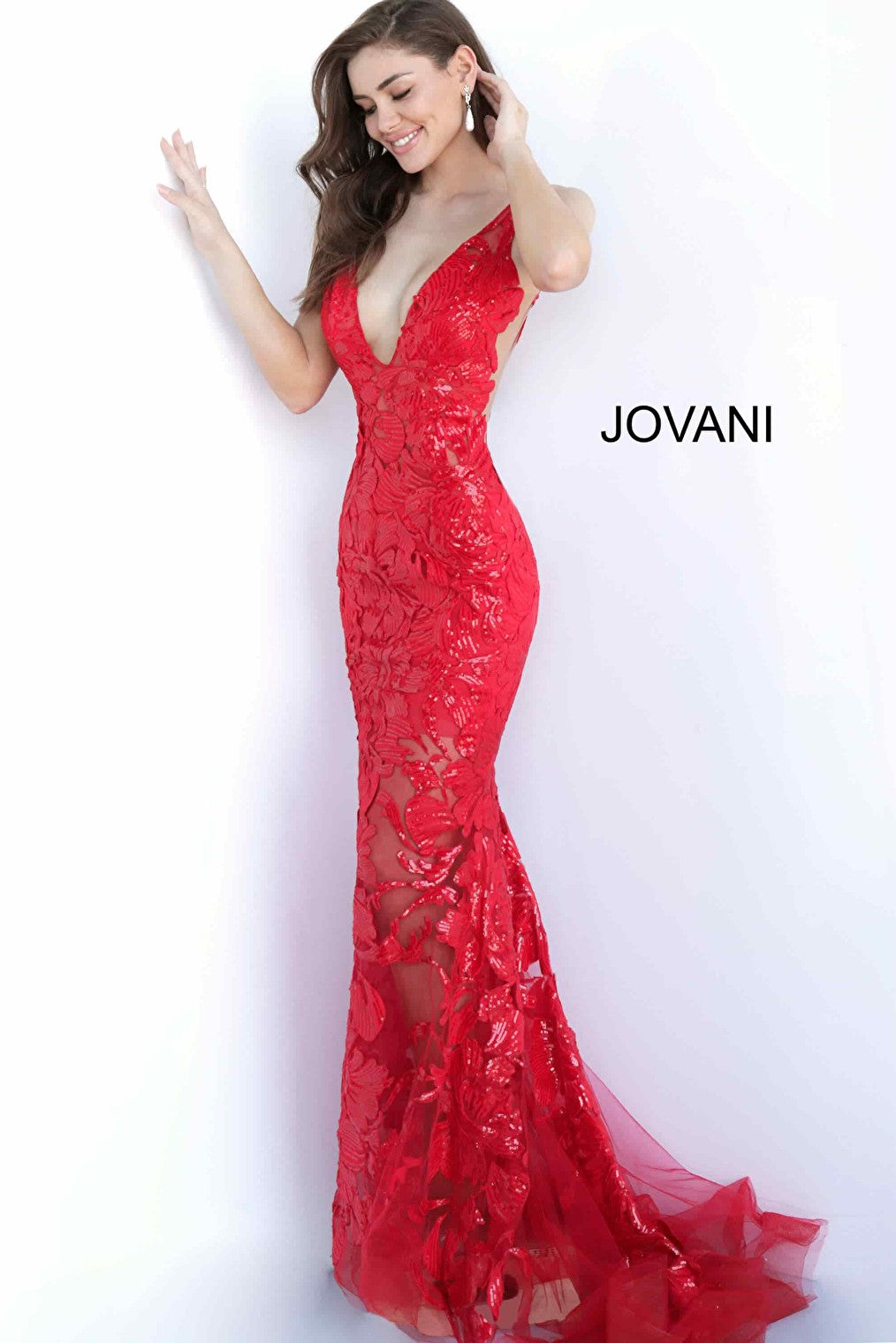 v neckline mermaid dress 60283