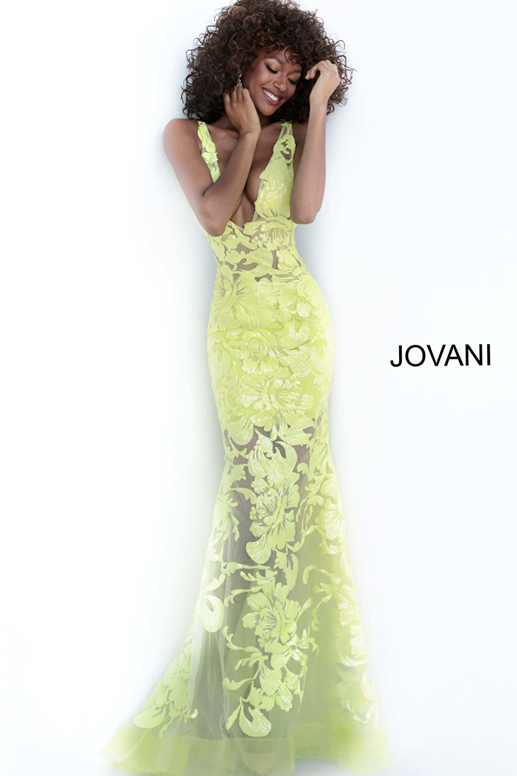 Yallow sequin embellished sleeveless Jovani dress 60283