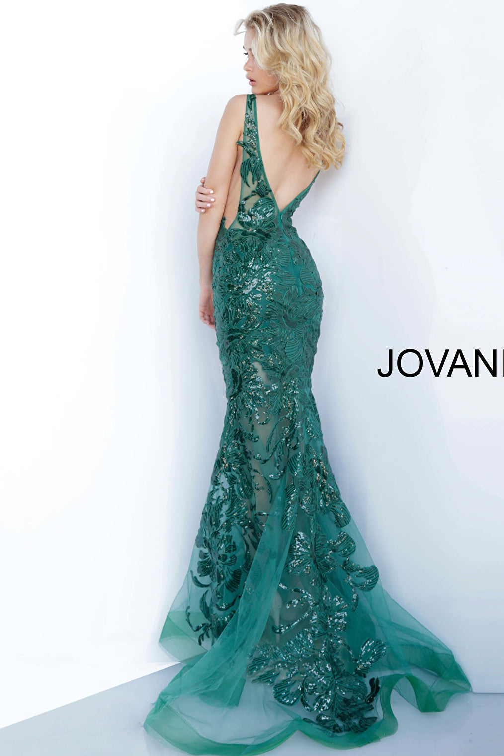 forest green embellished prom dress 60283