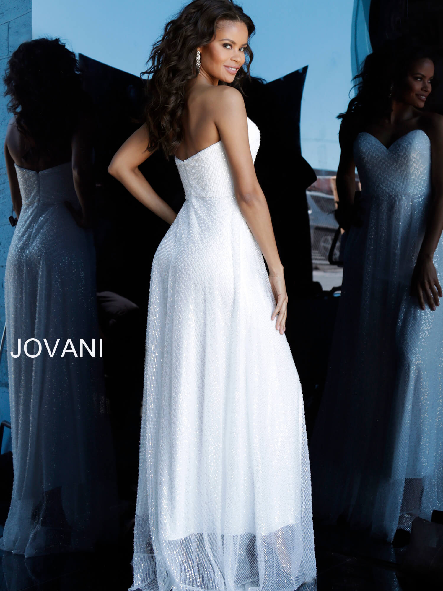 Jovani ivory sequin evening dress 66434