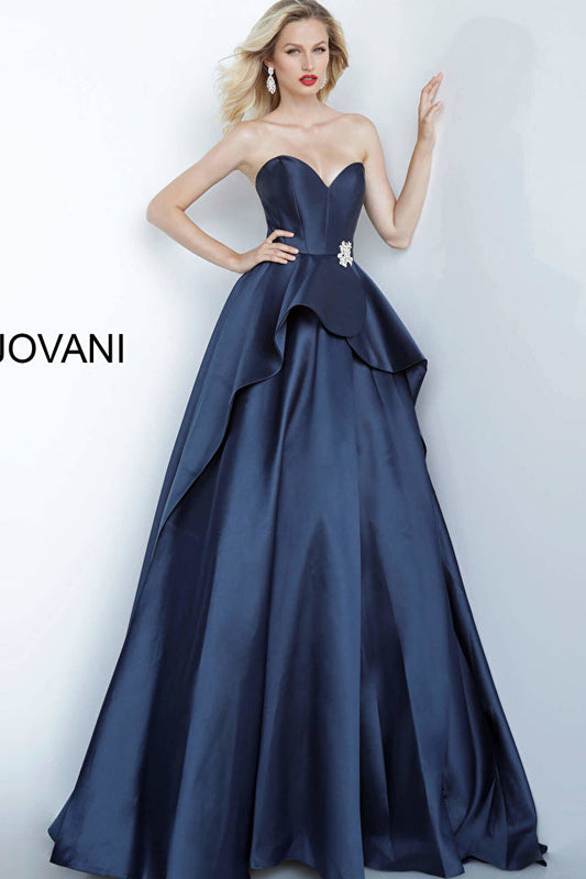 Jovani 68377 Navy Strapless Sweetheart Neckline Evening Gown