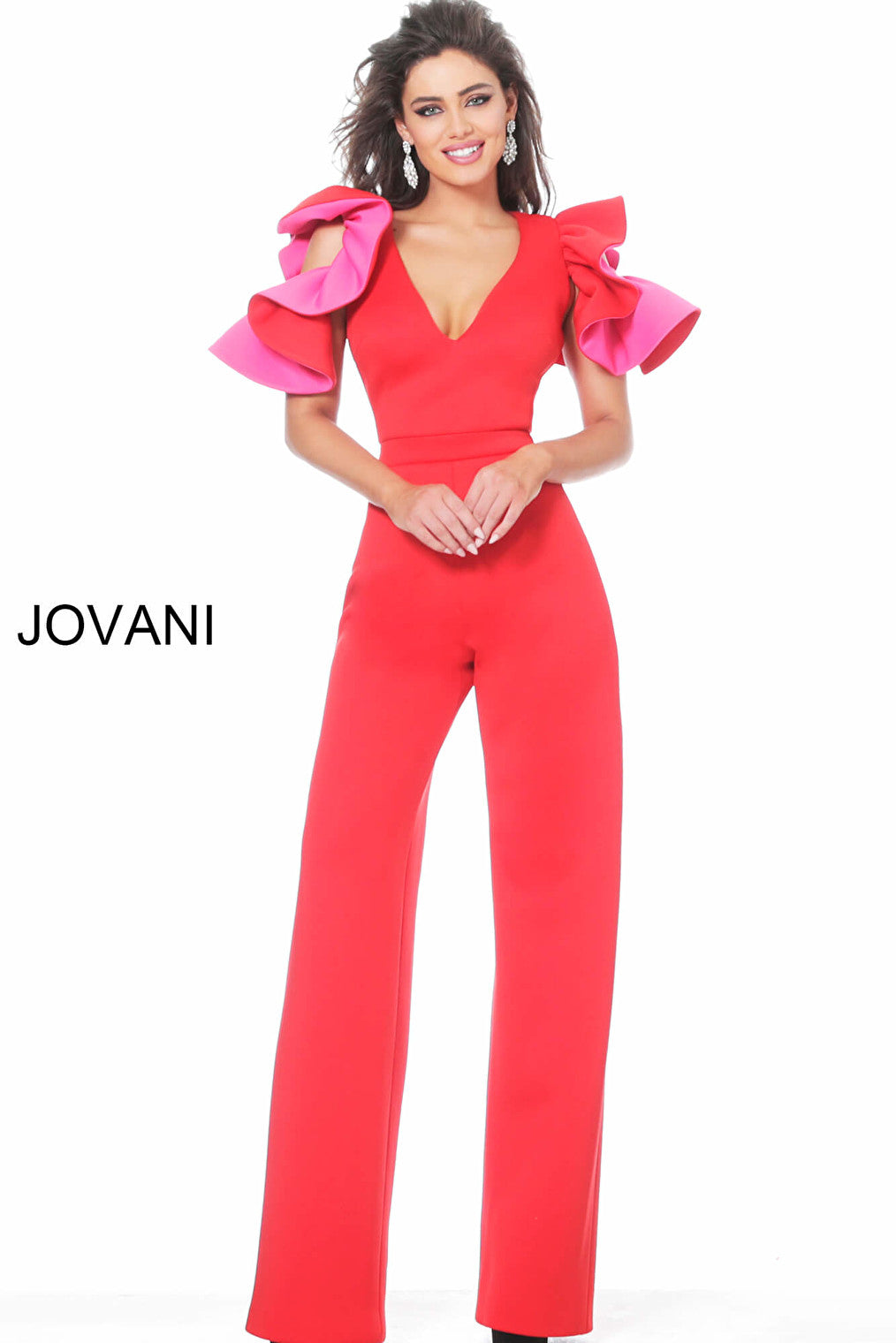 Red scuba jumpsuit Jovani 68736